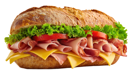 Delicious grilled chicken sandwich recipe with fresh arugula tomato and onion on toasted bread recipe on transparent background