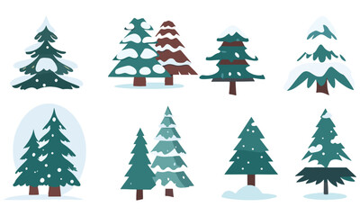 Beautiful winter forest illustrations featuring snow-covered trees and peaceful seasonal landscapes. Perfect for holiday designs, greeting cards, and creative winter projects.

