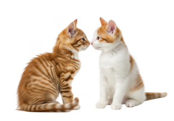 Adorable orange and white kittens nose to nose cute pets felines animals domestic cats isolated on transparent background