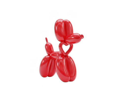 Red balloon dog animal party decoration celebration birthday festive joyful fun graphic isolated on transparent background