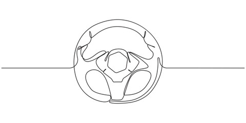 one line art Steering wheel icon . Vector illustration. Continuous Line Drawing of a Car Steering Wheel. Vector continuous one single line art drawing icon of modern steering wheel 