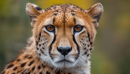 Obraz premium Close up portrait of a cheetah s face with striking detail and focus