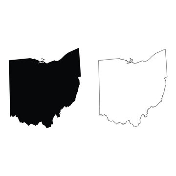 Ohio state map silhouette isolated on white background