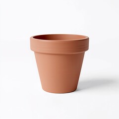 A single terracotta plant pot isolated on a plain white background