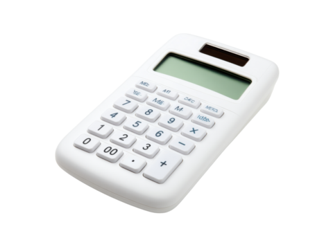 White handheld calculator isolated on black background financial accounting device, Isolated On White Background, Png Transparent