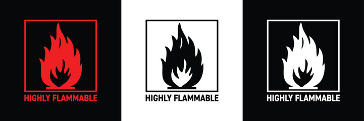 Highly flammable symbol sign, flame icon vector illustration.