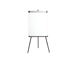 Blank flip chart on a tripod stand isolated on transparent background new png
