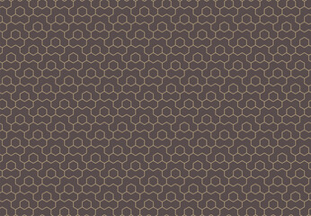 Geometric abstract vector hexagonal seamless brown and golden background. Geometric modern ornament. Seamless modern pattern