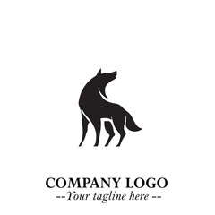 Wolf Logo Symbol in Black on the White Background Minimalist Wild Animal Vector Illustration