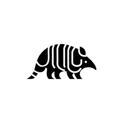 Modern armadillo logo illustration in minimalist black and white line art style