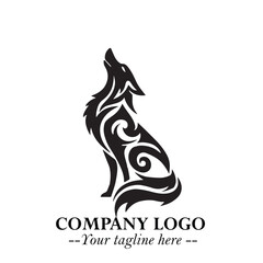 Wolf Logo Symbol in Black on the White Background Minimalist Wild Animal Vector Illustration