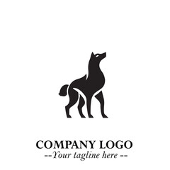 Wolf Logo Symbol in Black on the White Background Minimalist Wild Animal Vector Illustration