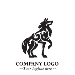 Wolf Logo Symbol in Black on the White Background Minimalist Wild Animal Vector Illustration
