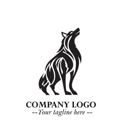 Obraz premium Wolf Logo Symbol in Black on the White Background Minimalist Wild Animal Vector Illustration