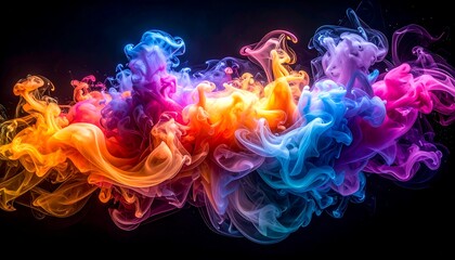Vibrant, swirling abstract colors against a deep black backdrop