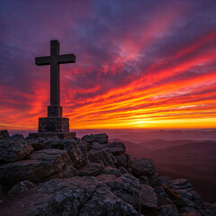 cross at sunset
