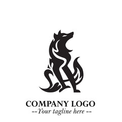 Wolf Logo Symbol in Black on the White Background Minimalist Wild Animal Vector Illustration