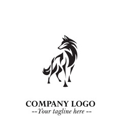 Wolf Logo Symbol in Black on the White Background Minimalist Wild Animal Vector Illustration