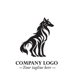 Wolf Logo Symbol in Black on the White Background Minimalist Wild Animal Vector Illustration