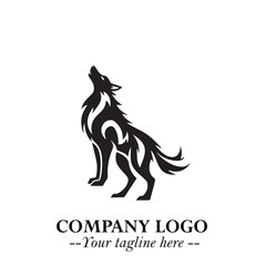 Wolf Logo Symbol in Black on the White Background Minimalist Wild Animal Vector Illustration