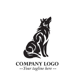 Wolf Logo Symbol in Black on the White Background Minimalist Wild Animal Vector Illustration
