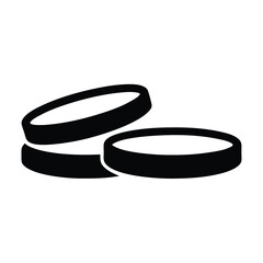 Stack of three flat black round discs in simple vector graphic