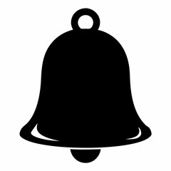 Simple Black Silhouette Illustration of a Bell on White Background Design