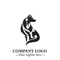 Wolf Logo Symbol in Black on the White Background Minimalist Wild Animal Vector Illustration