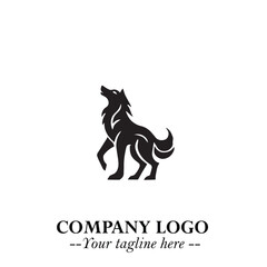Wolf Logo Symbol in Black on the White Background Minimalist Wild Animal Vector Illustration