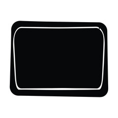 Black rectangle with rounded corners and white outline on white background
