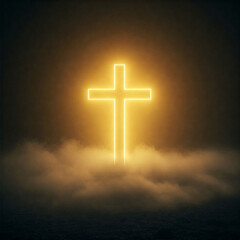 Celtic cross with neon outline