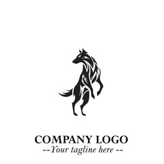 Wolf Logo Symbol in Black on the White Background Minimalist Wild Animal Vector Illustration