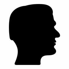 Silhouette of a man's head, side view, isolated on white background