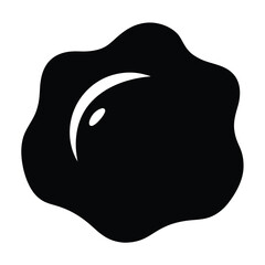 Stylized Fried Egg with Runny Yolk Icon in Bold Black and White