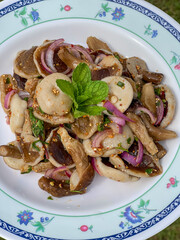 Mushroom Spicy Salad , Spicy mix mushroom salad , Thai spicy mushroom salad , 