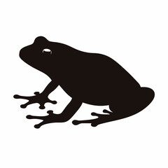 Simple Black and White Silhouette of a Frog Against a White Background