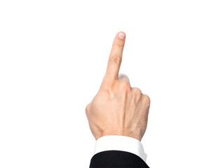 Mans hand pointing up isolated on transparent background new png