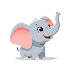 Obraz premium Adorable Baby Elephant Cartoon Illustration with Playful Expression.
