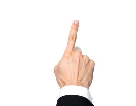 Mans hand pointing up isolated on transparent background new png