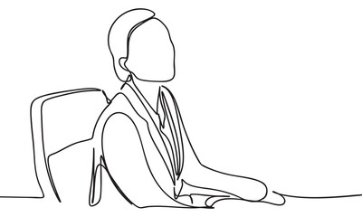 Continuous Line Drawing of a Person Sitting at a Desk