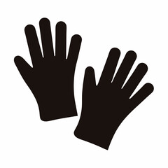 Pair of Black Protective Gloves for Work or Safety Illustration Style