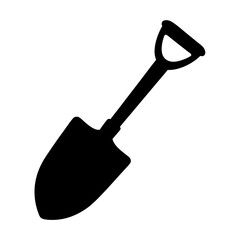 Black silhouette of a shovel on a white background perfect for icons