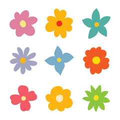Flower vector collection. Hand drawn colorful floral icons.