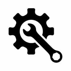 Gear and Wrench Icon Represents Mechanical Repair and Maintenance Concepts