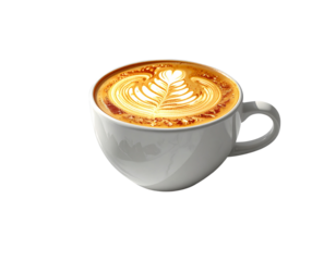 Modern 3D Cappuccino Icon with Abstract Foam Design and Minimal Props