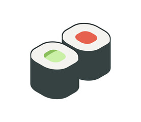 シンプルな細巻き寿司のイラスト　ベクター
