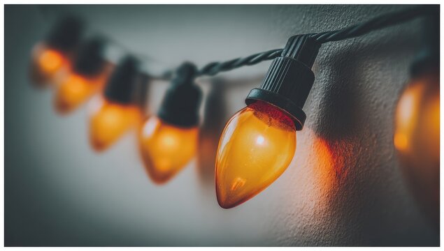 Warm amber string lights on a wall