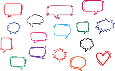 Fototapeta premium Collection of Colorful Speech Bubbles and Icons