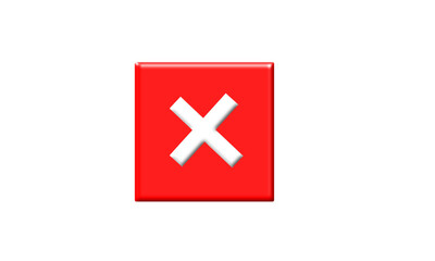 Obraz premium 3D Red Cross Square Icon – X Mark, Error, Cancel, and Rejection Symbol PNG