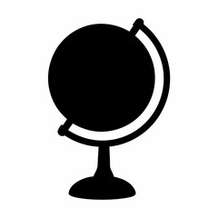 Stylized Earth Globe Icon in Black and White for Education and Geography